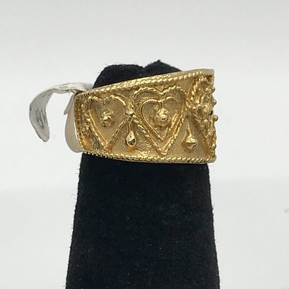 14 kt Gp Heart Design Ring, Size 4 3/4 - Picture 2 of 5